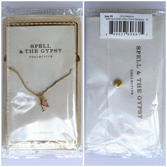 SPELL Wild Love Gold ‘N’ Letter Charm Necklace NWT - Picture 6 of 12